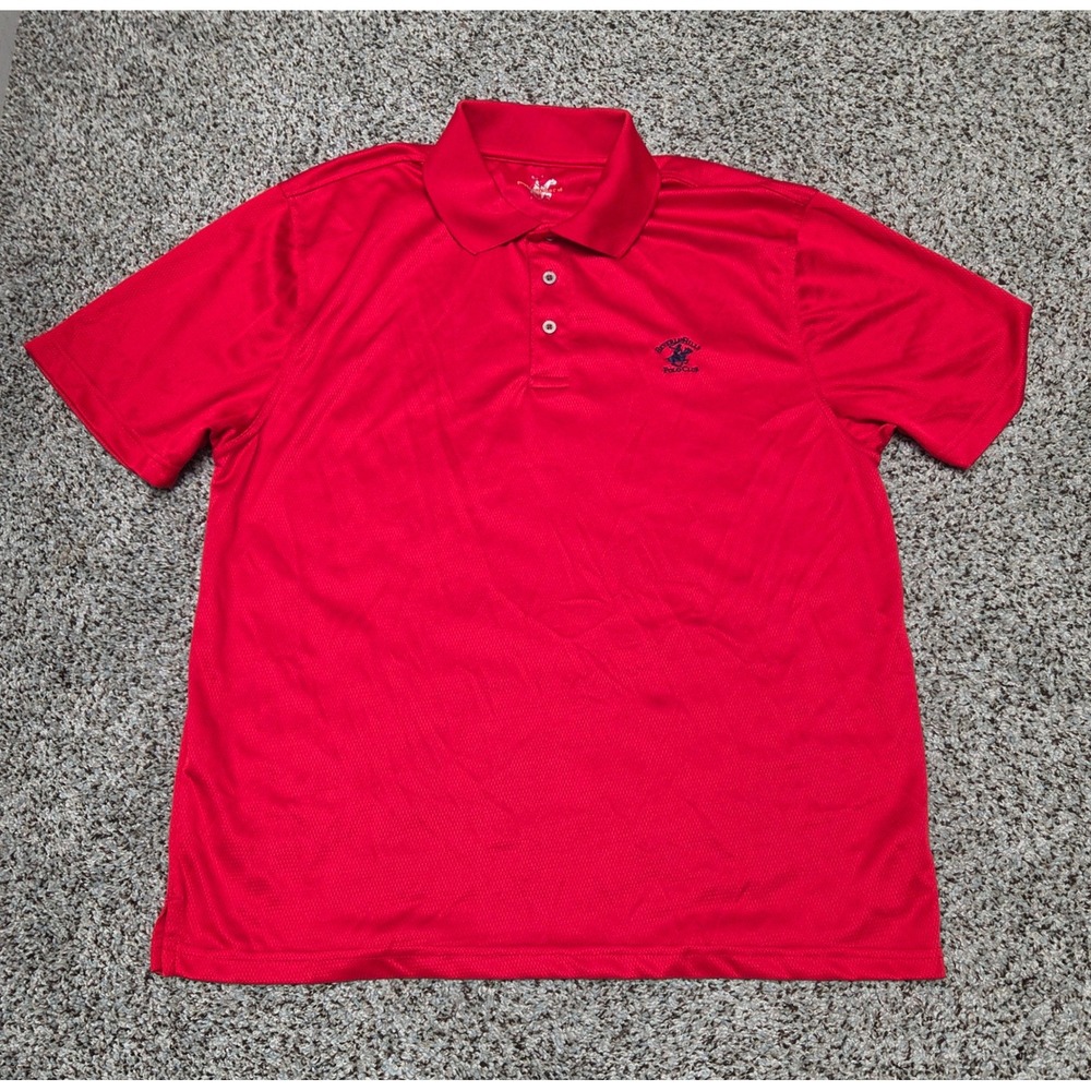 Beverly Hills‎ Polo Club Red Polo Shirt Golf Casual Mens Size L